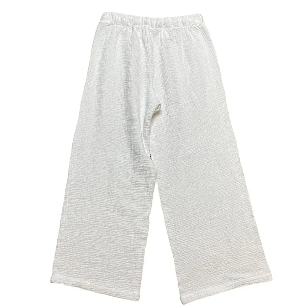 JOIE Cotton Textured Wide Leg Pants White Size Large - Picture 2 of 7